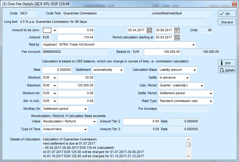 Details commission in settlement